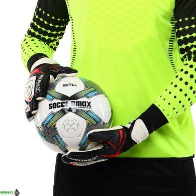 Перчатки вратарские GK-4341 Белый-синий-голубой 8 размер SOCCERMAX (PVC, PL, р-р 8-10,)