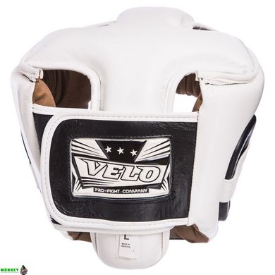 Шолом боксерський відкритий з посиленим захистом верхівки шкіряний VELO VL-2211 M-XL кольори в асортименті