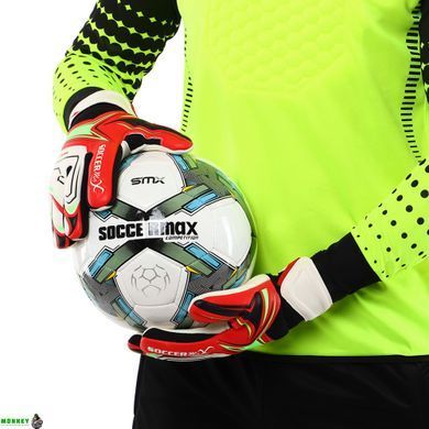 Перчатки вратарские GK-4341 Белый-синий-голубой 8 размер SOCCERMAX (PVC, PL, р-р 8-10,)