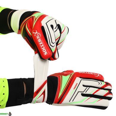 Перчатки вратарские GK-4341 Белый-синий-голубой 8 размер SOCCERMAX (PVC, PL, р-р 8-10,)