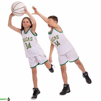 Форма баскетбольна дитяча NBA BUCKS 34 SP-Sport 3582 S-2XL білий-зелений