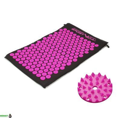 Коврик акупунктурный с валиком SportVida Аппликатор Кузнецова 66 x 40 см SV-HK0352 Black/Pink
