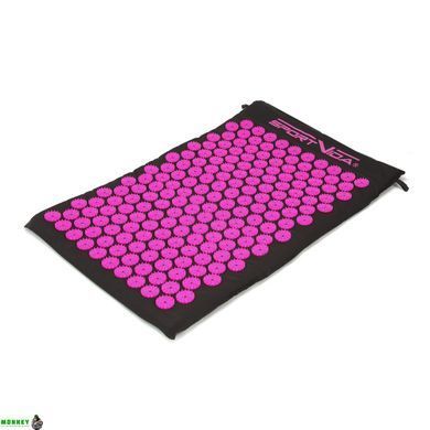 Коврик акупунктурный с валиком SportVida Аппликатор Кузнецова 66 x 40 см SV-HK0352 Black/Pink