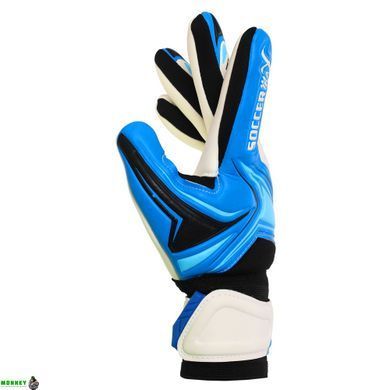 Перчатки вратарские GK-4341 Белый-синий-голубой 8 размер SOCCERMAX (PVC, PL, р-р 8-10,)