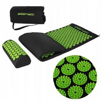 Коврик акупунктурный с валиком SportVida Аппликатор Кузнецова 130 x 50 см SV-HK0353 Black/Green