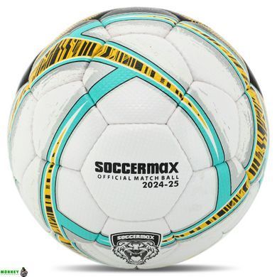 М'яч футбольний професійний SOCCERMAX FB-5049 Білий-салатовий №5 PU