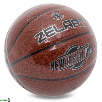 Мяч баскетбольный PU №7 ZELART NEVER FLAT PRO GB4460 (PU, бутил)