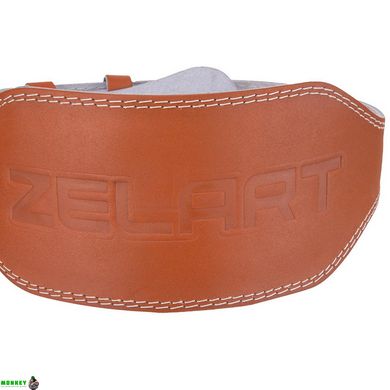 Пояс атлетический кожаный ZELART SB-165056 ширина-15см размер-XS-XXL коричневый
