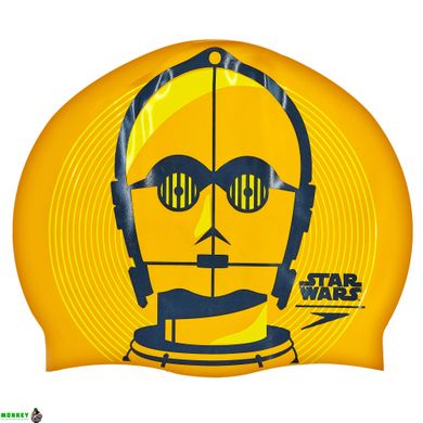 Шапочка для плавания SPEEDO SLOGAN PRINT 808385C797 Star Wars C3PO оранжевый-черный