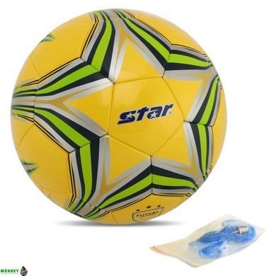 Мяч для футзала STAR FB624-05 №4 PU клееный желтый-салатовый