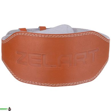 Пояс атлетический кожаный ZELART SB-165056 ширина-15см размер-XS-XXL коричневый