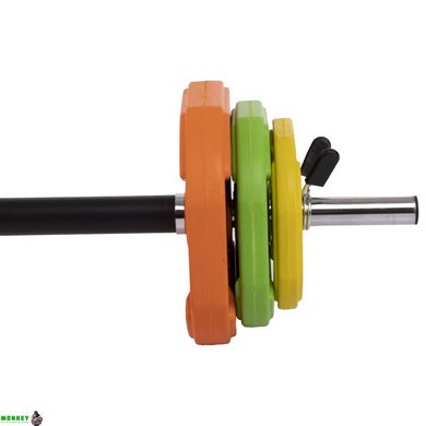 Штанга для фитнеса и аэробики фитнеа памп Zelart FI-4247 длина-1,3м 25мм 20кг желтый-зеленый-оранжевый