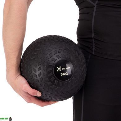 Мяч набивной слэмбол для кроссфита рифленый Zelart SLAM BALL FI-7474-3 3кг черный