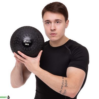 Мяч набивной слэмбол для кроссфита рифленый Zelart SLAM BALL FI-7474-3 3кг черный