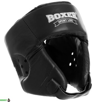 Шлем боксерский открытый с усиленной защитой макушки кожаный BOXER 2029 M-L цвета в ассортименте