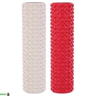Ролер масажний циліндр (ролик мфр) 45см Grid Flower Roller BLOOM FOAM ROLLER LB7022 Білий