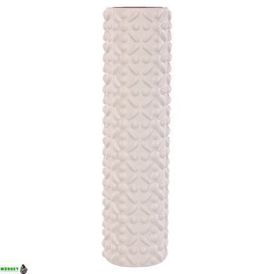 Ролер масажний циліндр (ролик мфр) 45см Grid Flower Roller BLOOM FOAM ROLLER LB7022 Білий