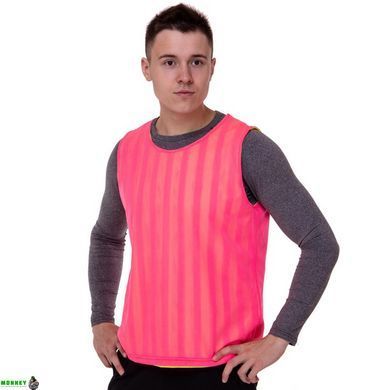 Манишка для футбола двусторонняя мужская цельная (сетка) SP-Sport CO-0791 Оранжевый-розовый (PL, р-р 68х57см,)