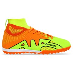 Сороконожки обувь футбольная с носком ZOOM 220104-3 Y.ORANGE/BLACK/LIME размер 40-45 (верх-PU, подошва-RB, оранжевый-черный-салатовый)