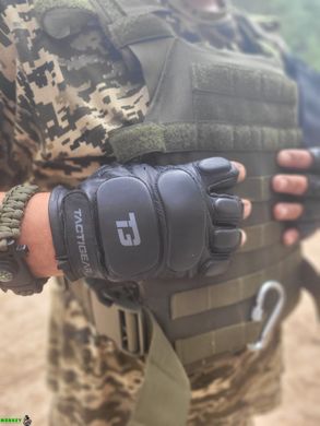 Перчатки тактические кожаные без пальцев TACTIGEAR PS-8801 Patrol Black M