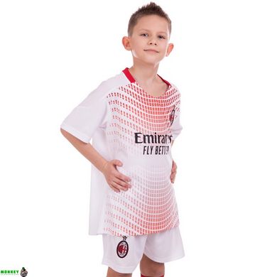 Форма футбольная детская с символикой футбольного клуба AC MILAN гостевая 2021 SP-Planeta CO-2455 8-14 лет белый-красный