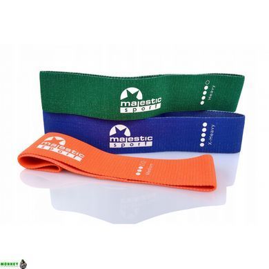 Резинки для фітнесу з тканини Majestic Sport Loop Band набір 3 шт 11-20 кг M-LB-4607