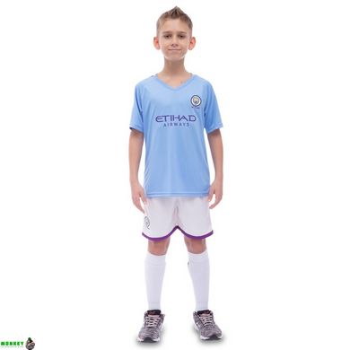 Форма футбольная детская MANCHESTER CITY домашняя 2020 SP-Planeta CO-1045 (р-р 20-28-6-14лет, 110-155см, голубой-синий)