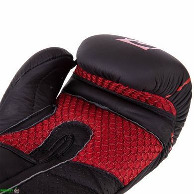 Перчатки боксерские кожаные на липучке Zelart VL-3149 Черный 10 унции 10-12oz,