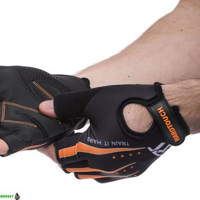 Перчатки для фітнесу та тренувань HARD TOUCH FG-005 S-XL чорний-помаранчевий