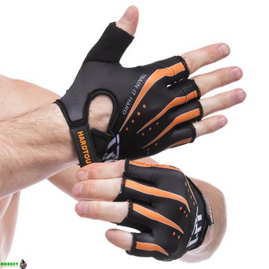 Перчатки для фитнеса и тренировок HARD TOUCH FG-005 S-XL черный-оранжевый