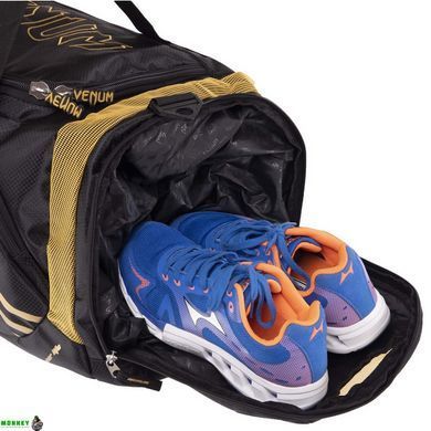 Сумка спортивная VENUM TRAINER LITE 2123-126 (полиэстер, р-р 68x33x26см, 58л, черный-золотой)