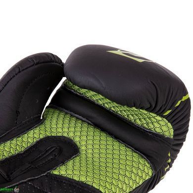 Перчатки боксерские кожаные на липучке Zelart VL-3149 Черный 10 унции 10-12oz,