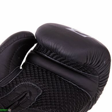 Перчатки боксерские кожаные на липучке Zelart VL-3149 Черный 10 унции 10-12oz,