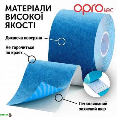 Кинезиологический тейп OPROtec Kinesiology Tape Blue (TEC57542) 5cм*5м