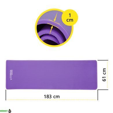 Килимок спортивний Cornix NBR 183 x 61 x 1 cм для йоги та фітнесу XR-0093 Purple/Purple