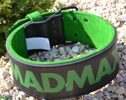 Пояс для тяжелой атлетики MadMax MFB-302 Quick Release Belt кожаный Black/Green L