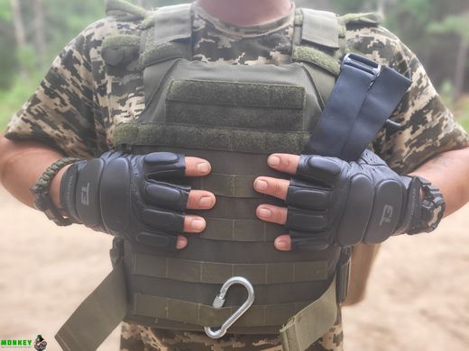 Перчатки тактические кожаные без пальцев TACTIGEAR PS-8801 Patrol Black M