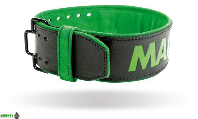 Пояс для тяжелой атлетики MadMax MFB-302 Quick Release Belt кожаный Black/Green L