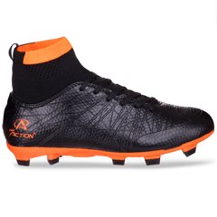 Бутси футбольне взуття дитяче з носком Pro Action PRO-1000-Y1 BLACK/ORANGE розмір 30-37 (верх-TPU, підошва-RB, чорний-оранжевий)