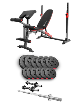 Набор Hop-Sport Premium 38 кг со скамьей HS-1095, штангами и гантелями
