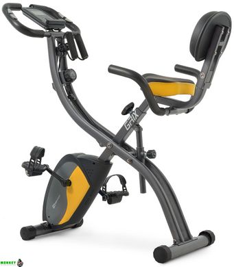 Велотренажер магнітний Hop-Sport HS-3010X Grix X-Bike з еспандерами сіро-жовтий