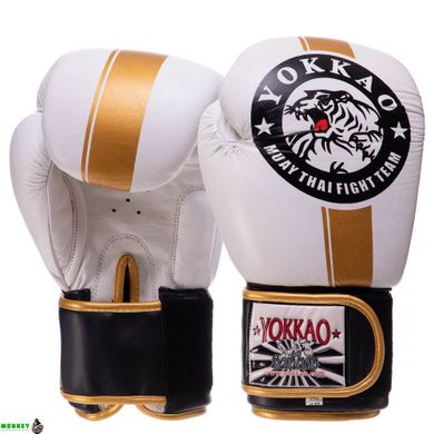 Перчатки боксерские кожаные на липучке YOKKAO YK016 (р-р 10-16oz, цвета в ассортименте)