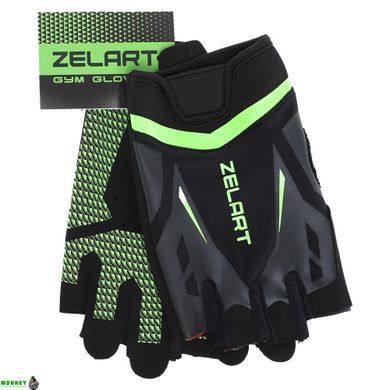 Рукавички спортивні Zelart WorkOut BC-6305 Чорний сірий M розмір