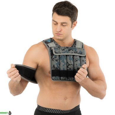 Жилет обтяжувач із регульованою вагою LiveUp WEIGTH VEST LP8195-10 вага-1-10кг чорний-сірий