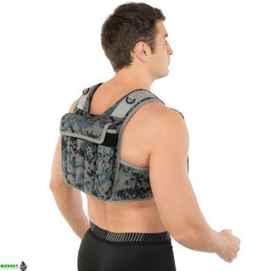 Жилет обтяжувач із регульованою вагою LiveUp WEIGTH VEST LP8195-10 вага-1-10кг чорний-сірий