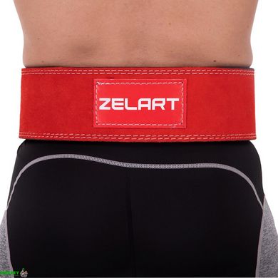 Пояс атлетический кожаный ZELART SB-165159 ширина-10см размер-XS-XXL красный