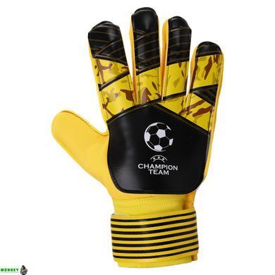 Перчатки вратарские с защитными вставками на пальцы SP-Sport FB-903 Желтый-черный 10 CHAMPIONS LEAGUE (PVC,р-р 7-10,)