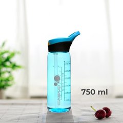 Пляшка для води CASNO 750 мл KXN-1207 Блакитна з соломинкою