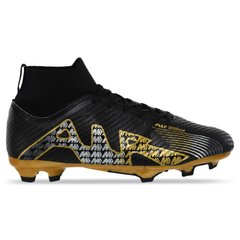 Бутсы футбольная обувь с носком ZOOM 220918B-4 BLACK/GOLD/SILVER размер 40-45 (верх-PU, черный-золотой-серебряный)
