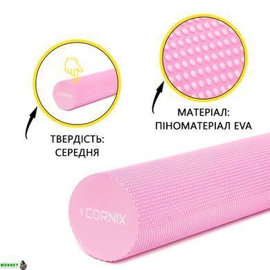 Массажный ролик Cornix EVA+ 45 x 15 см (валик, роллер) XR-0303 Pink